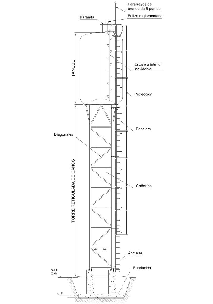 Tanque con Torre Reticulada